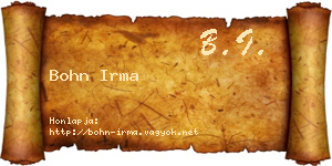 Bohn Irma névjegykártya