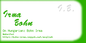 irma bohn business card